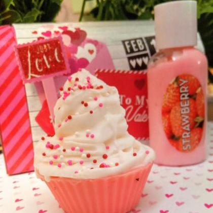 Valentines Cupcake Soap And Lotion Set, Valentines..