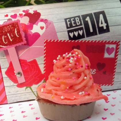 Valentines Cherry Cupcake Soap, Valentines Soap