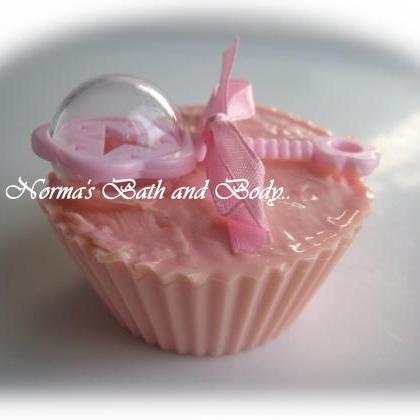 Baby Girl Rattle Cupcake Glycerin Soap