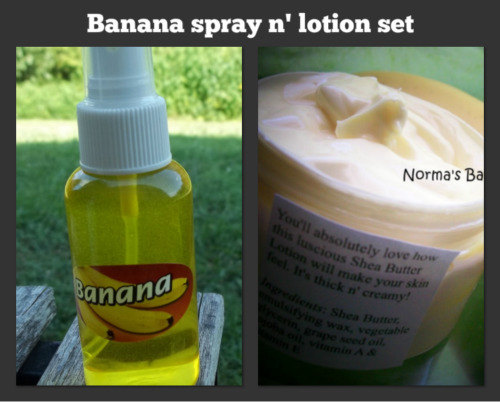 Banana body spray mist and shea butter body lotion set
