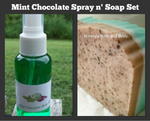 Mint Chocolate Body Spray And Goats Milk Glycerin Soap Set