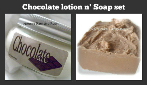 Chocolate Shea Butter Body Lotion And Chocolate Goats Milk Soap Set