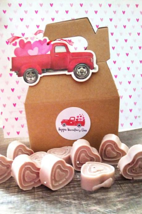 Valentine heart soaps in a box. set 10