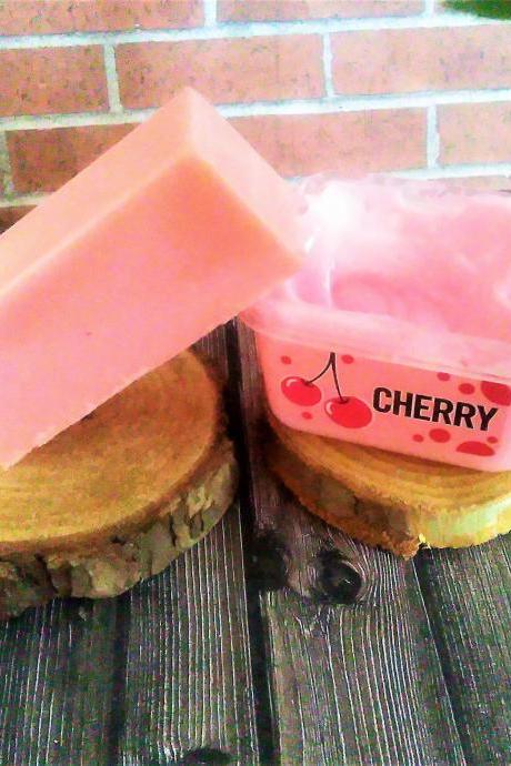  Cherry Gift Set Handmade Lotion, Glycerin Soap Sample