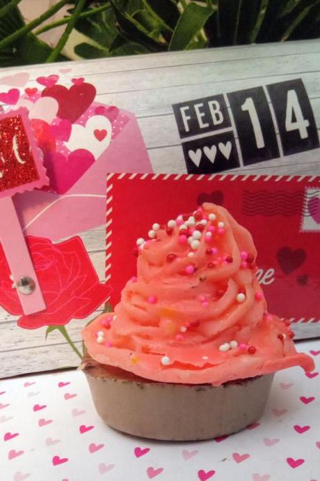 Valentines Cherry Cupcake soap, valentines soap