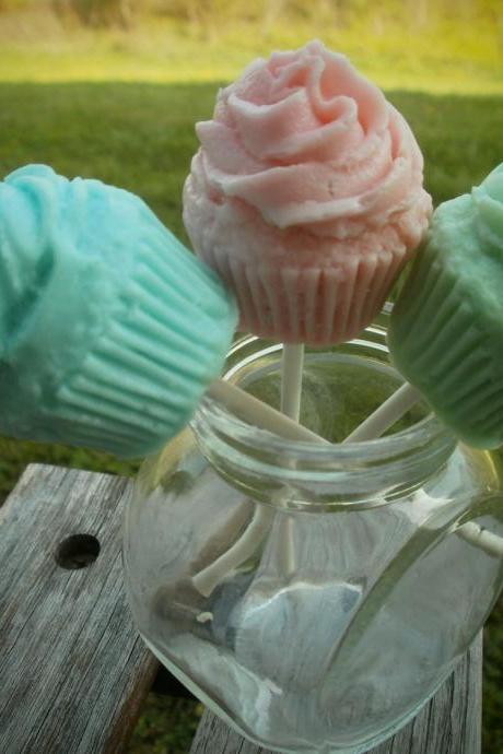 cupcake soaps on a stick