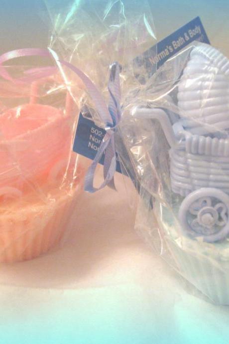 Baby carriage cupcake party soap