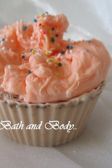 mango and chocolate party cupcake soap
