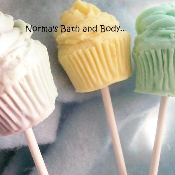 cupcake soaps on a stick